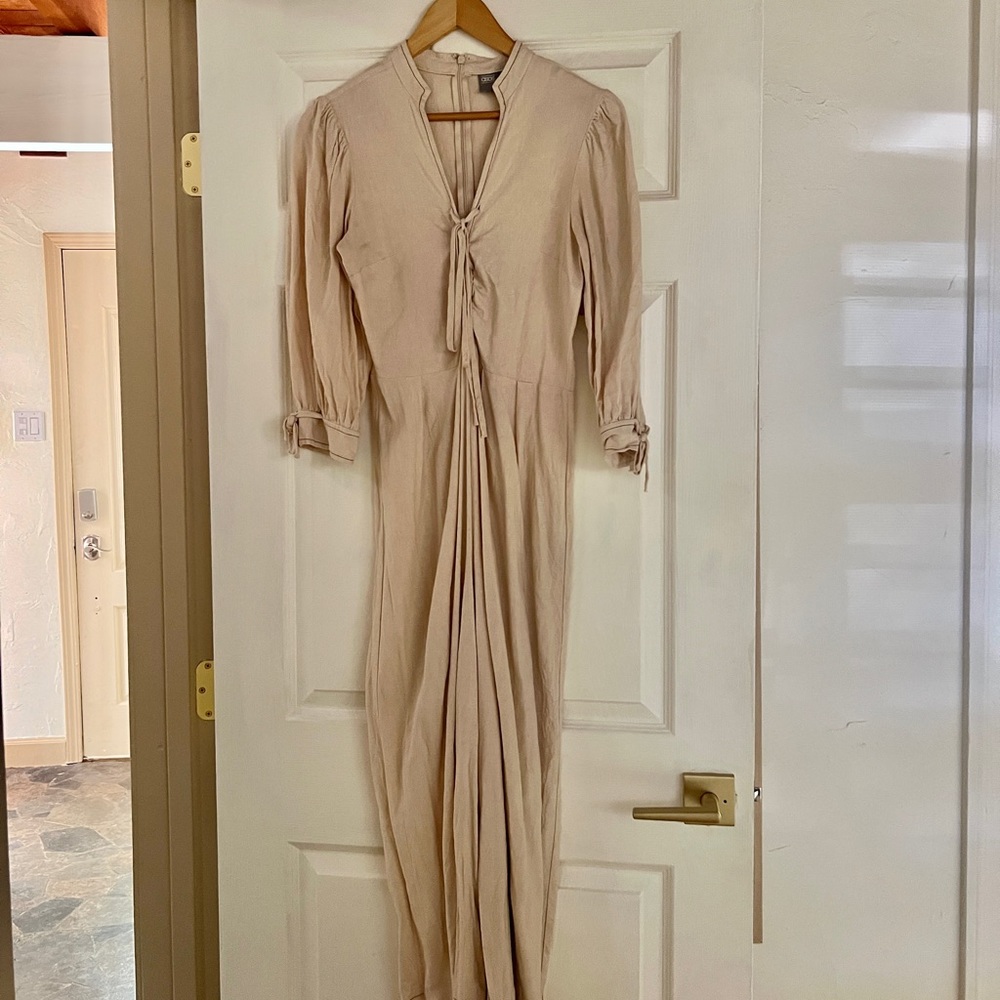 ASOS Linen Blend Puff Sleeve Tie Jumpsuit Size 6